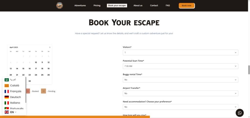 Reservas Buggiescape.com
