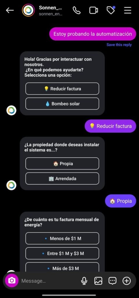 Automatización ManyChat bienvenida